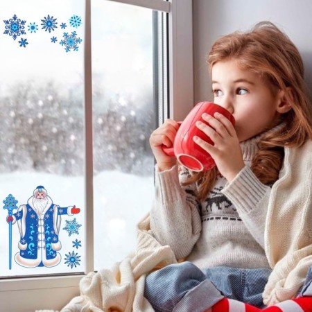 Stickers on the windows "New Year" Santa Claus, snowflakes, 41 x 29 cm-2