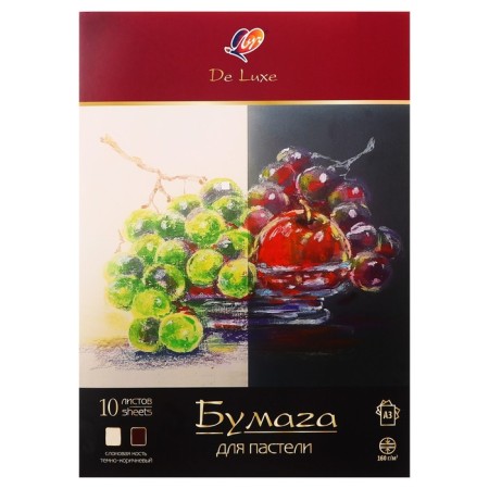 A3 pastel paper, 10 sheets De Luxe, 160 g/m2, ivory and dark brown, in the folder