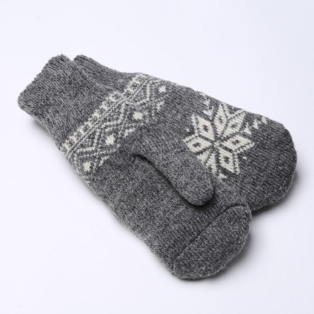 Women's woolen mittens "snowflake", gray color, size 20-22-1