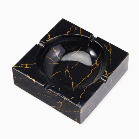 Ash "Marble", 12.6 x 4.1 cm, ceramics, black with gold-2