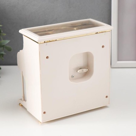 Musical mechanical musical "White piano" 16x14.5x11 cm-2