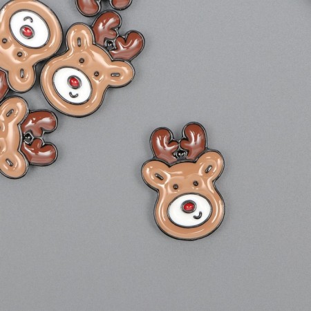 Decor for creativity plastic "Deer with red nose" 2.7x1.9x0.5 cm