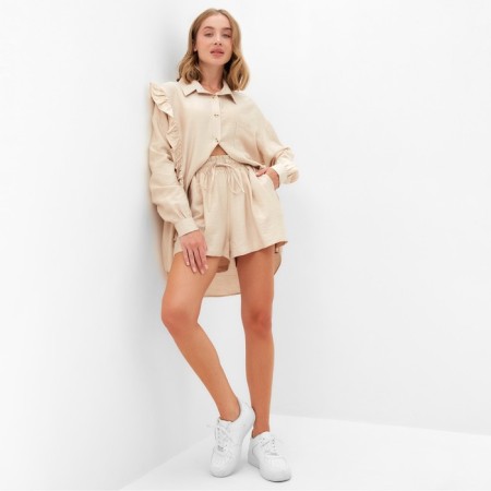Women's costume (blouse, shorts) minku: casual collection beige color, rr 48-1