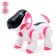 Robot dog “Ki-ki”, programmable, on the control panel, interactive: sound, light, dancing, musical, on batteries, in Russian, pink