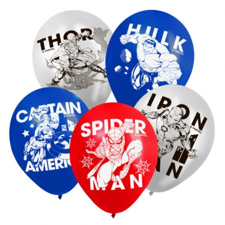 Airy ball "Super-hero", 12 inch, latex, 5 pieces, avengers-2