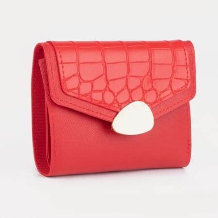 Women's wallet on the button, red color