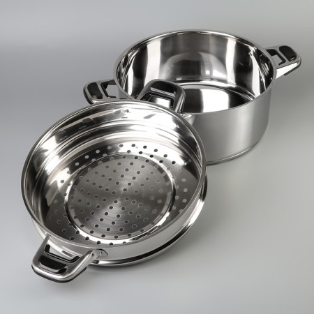 Altyn Mantock, 6 l, d = 26 cm, 2 sections, with a heat distribution layer, glass cover, induction-2