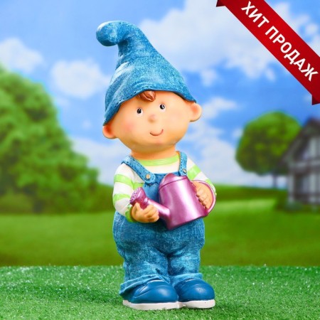 Garden figure "Boy-Gnom with a watering can" 13x13x33cm