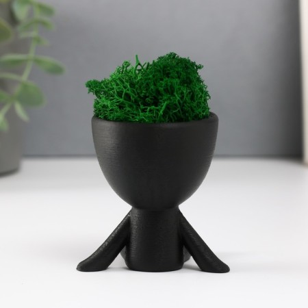 Kashpo concrete mini "Mr. Green on Chile" with moss black 6.5x6x6.5 cm (moss green stabiliz)-2