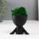 Kashpo concrete mini "Mr. Green on Chile" with moss black 6.5x6x6.5 cm (moss green stabiliz)