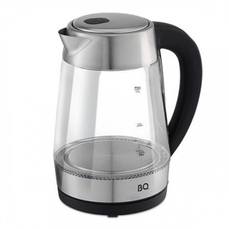 Electric kettle BQ KT1700G, glass, 1.7 l, 2200 watts, black-silver