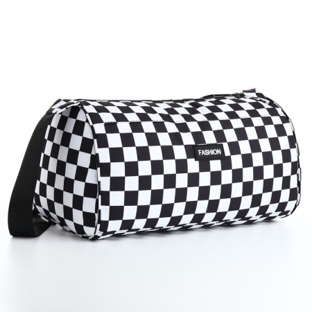 Sports bag with lightning, long belt, white/black color