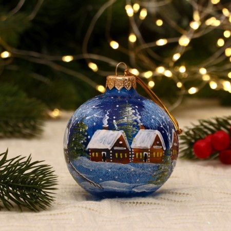 Christmas ball D-8 cm "Christmas in the village" manual painting