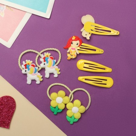Hair set "vanilla" (4 elastic bands, 4 invisibility) mermaids, yellow-2