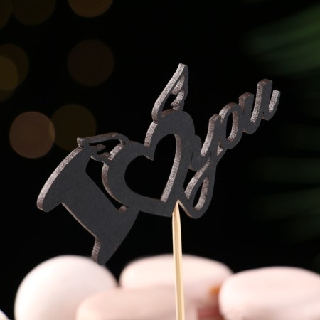 Topper "I love you" black 10.1x5.3 cm