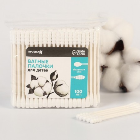 Cotton sticks, package 100 pcs., Tip - spiral | Classic, cotton/paper (stick)-1