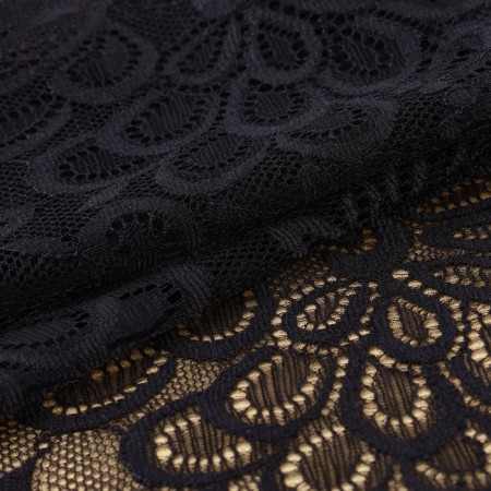 Lace elastic fabric, 185 mm × 2.7 ± 0.5 m, black color-1