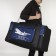 Road bag with lightning, 3 outer pockets, long belt, black/blue color