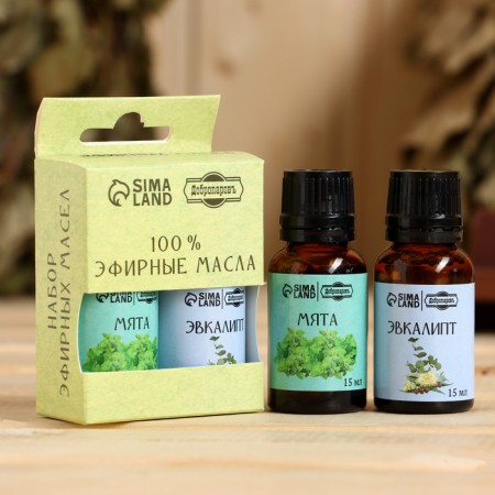 A set of essential oils 2 pcs "eucalyptus, mint" 15 ml