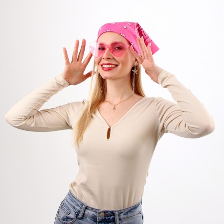 Carnival set "Pink Dreams": hat, glasses, bandana, earrings-9