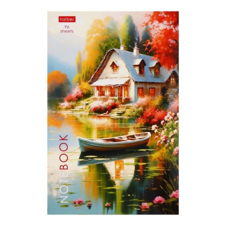 Notepad A5, 96 sheets "House by the lake", cover coated cardboard, glossy lamination