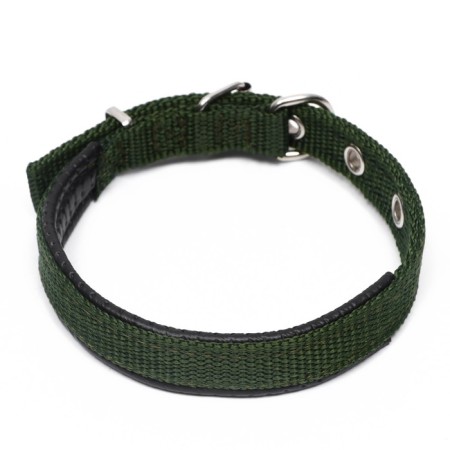 Collar "comfort" combined (polyester, claim. Leather) 39 x 1.5 cm, Osh 28-35 cm, dark green 609-1
