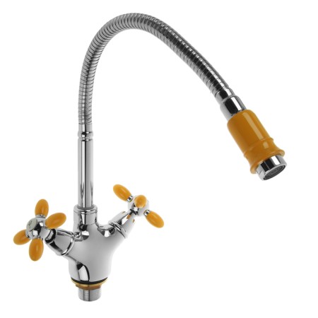 Accoona A4882H kitchen mixer, two -wound, with flexible surge, silumin, yellow/chrome-1