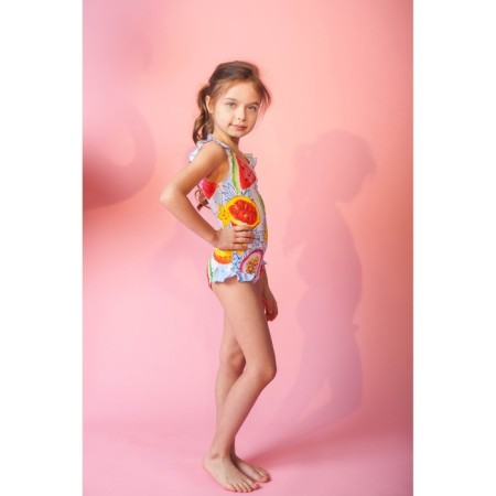KAFTAN "Fruits" swimsuit, height 122-128 (34), blue/white color-1