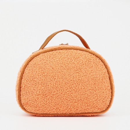 Cosmetic bag with a zipper, with a lining, peach color-1