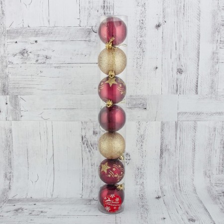 Set of balls plastic D-6 cm, 7 pcs "Star Melody" Golden Bar-1