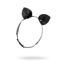 Cat ears on a leather strap, skin, black