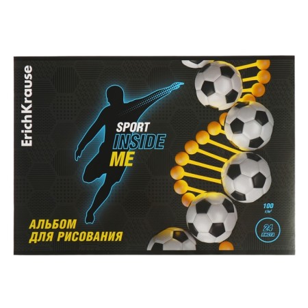 Album for drawing A4, 24 sheets, block 100 g/m², on the bracket, Erich Krause "Sport DNA"