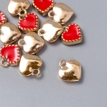 Decor for creativity metal, enamel "heart with a cantic" raspberry 1x1 cm-1