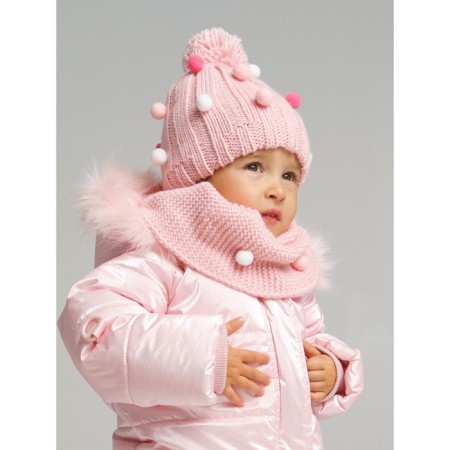 Children's knitted set for girls: hat and snood, size 46-2