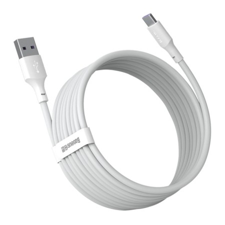 Cable Baseus, Type -C - USB, 5 A, PVC braid, 1.5 m, white-6