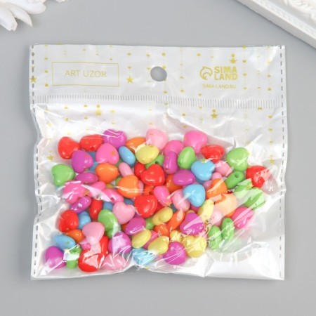 Beads for creativity plastic "Heart -to -beeous" Color set 100 pcs 1x1.1 cm-5