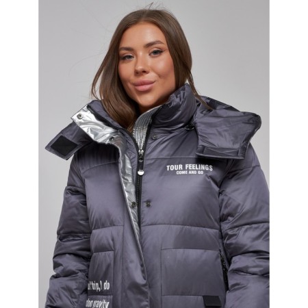 Coat insulated winter female, size 44, dark purple color-21