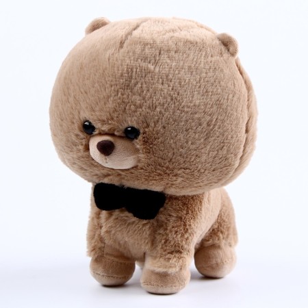 Soft toy "Dog" with a butterfly, 22 cm, beige color-3