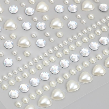 Stick plastic rhinestones, pearls "heart and circles" 8.5x9.5 cm-2