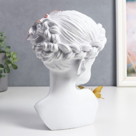 Polystone souvenir "Baby with lily in her hair and butterfly" White 23x17x7 cm-3
