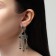 Hanging earrings with “vintage” rhinestones in patterns, black color in black silver, 7.5 cm