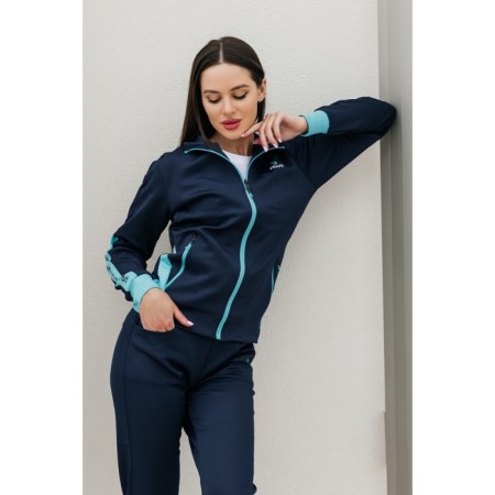 Female sports suit, size 50, dark blue color, turquoise-7