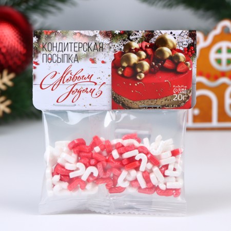 New Year. Confectionery sprinkling "Caramel cane", 20 g-1