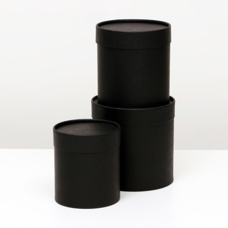 A set of round boxes 3 in 1, "Black", 16x16, 14x14, 12x12 cm-1