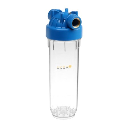 The Aquabrait filter case is ABF-1044, 3/4, for cold water, a key and fasteners, a transparent