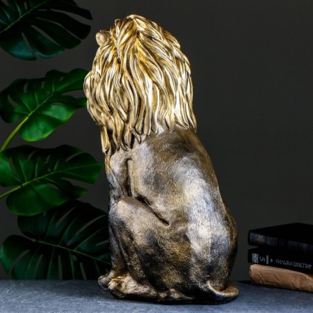 Figure "Lion sitting" black gold, 40x25x55cm-2