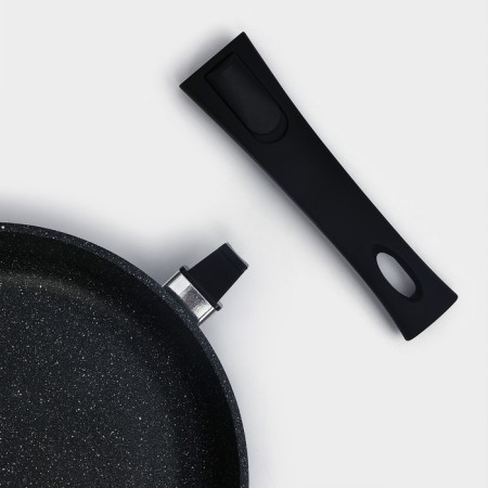 The frying pan “Elite”, d = 24 cm, plastic handle, glass cover, anti -stick coating, black color-4