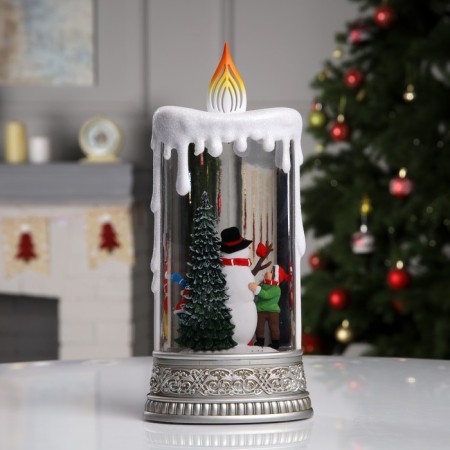 LED figure “Snow with a snowman” 13.8 × 30 × 8.4 cm, plastic, AAX3 batteries (not in the kit), USB, glow warm white-2