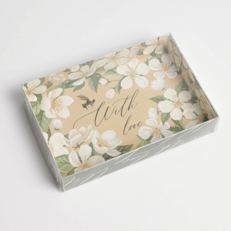 Confectionery packaging, Makarun with PVC lid, With Love, 17 x 12 x 3.5 cm-1