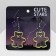 Acryl Earrings "Bear" in sparkles, the color is rainbow-yellow in silver